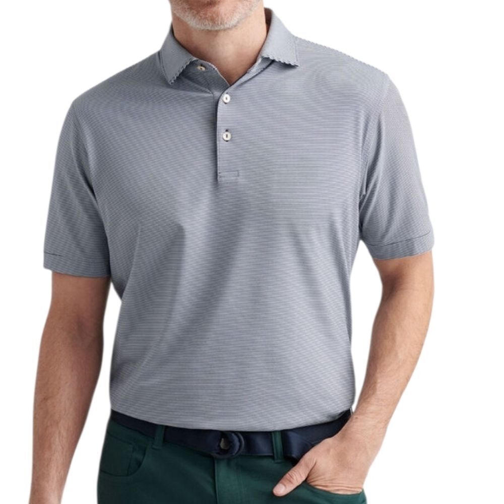 Peter Millar Jubilee Summer Comfort Blue White Striped Golf Polo sz XL
